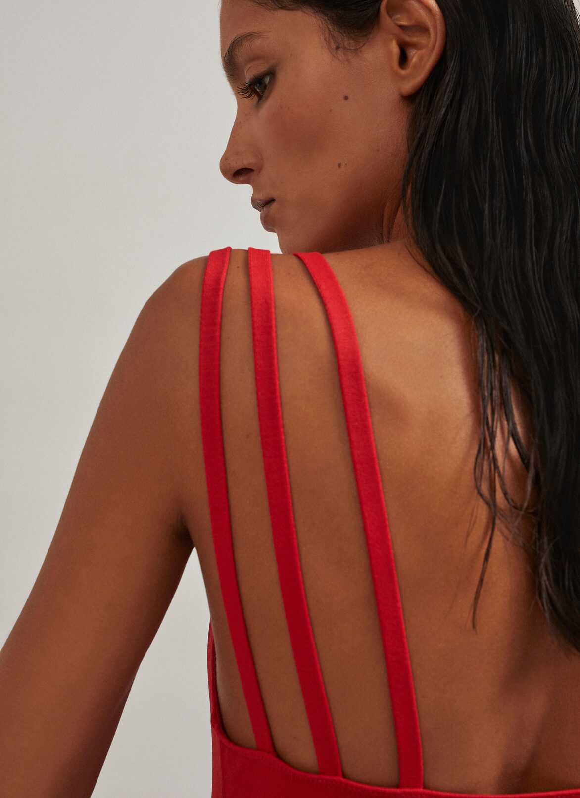 Multi-strap knit bodysuit  ALAÏA SCARLET MULTI-STRAP KNIT BODYSUIT